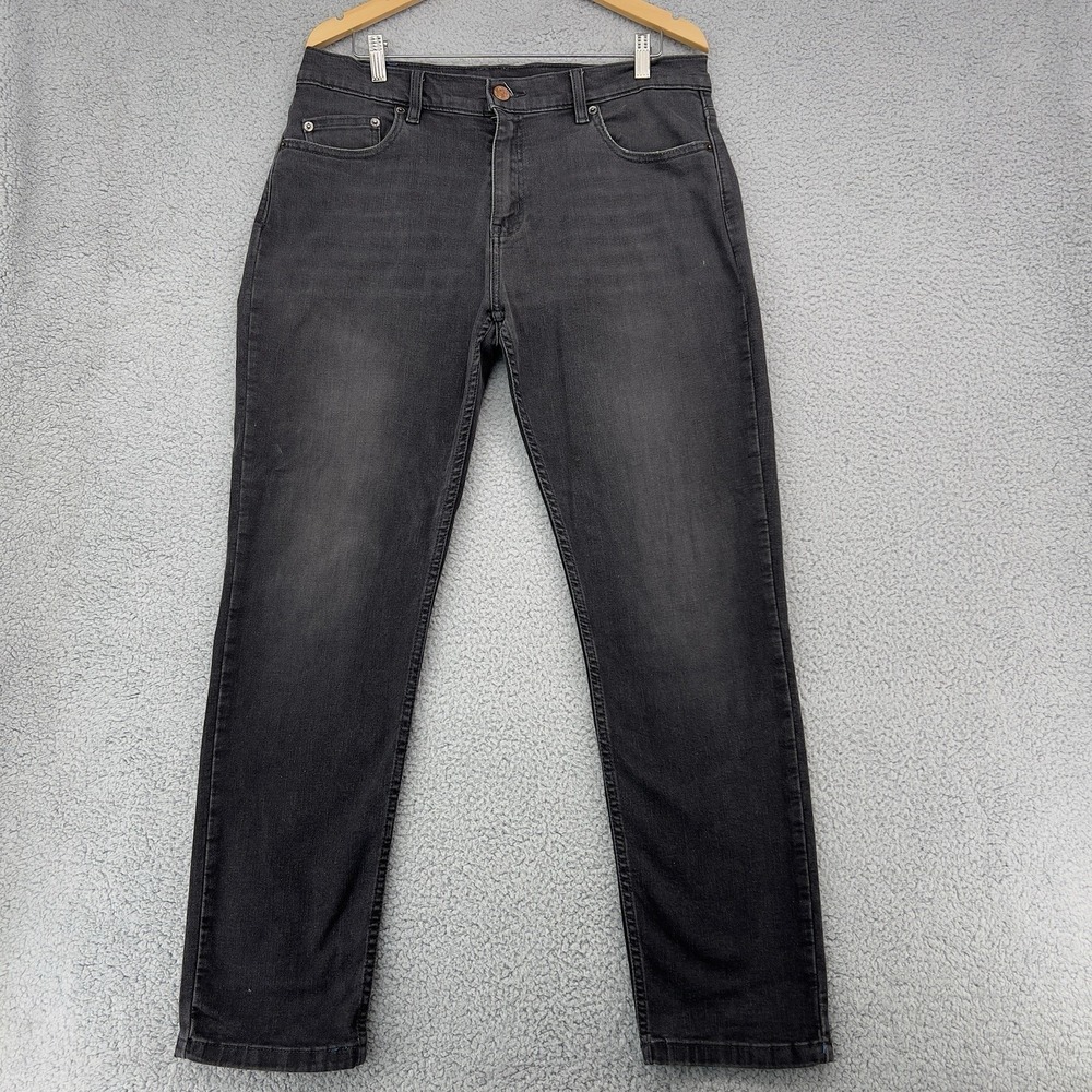 Mugsy Jeans Men 36x32 Black Stretch Straight Slim Casual Denim Pants